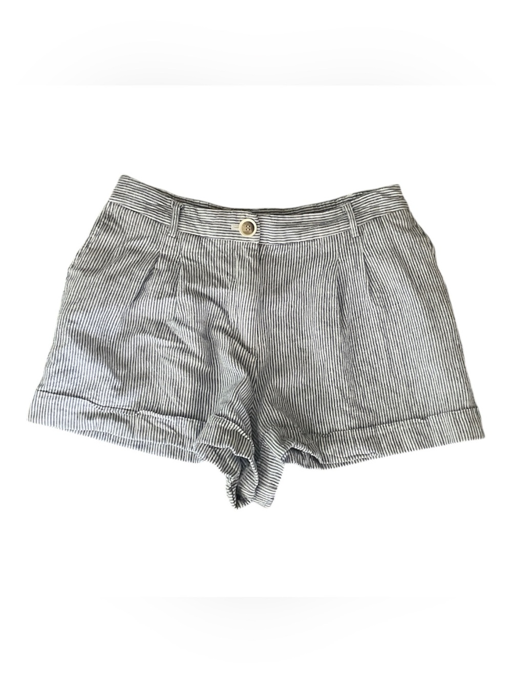 Nicole Miller pleated chambray striped shorts
